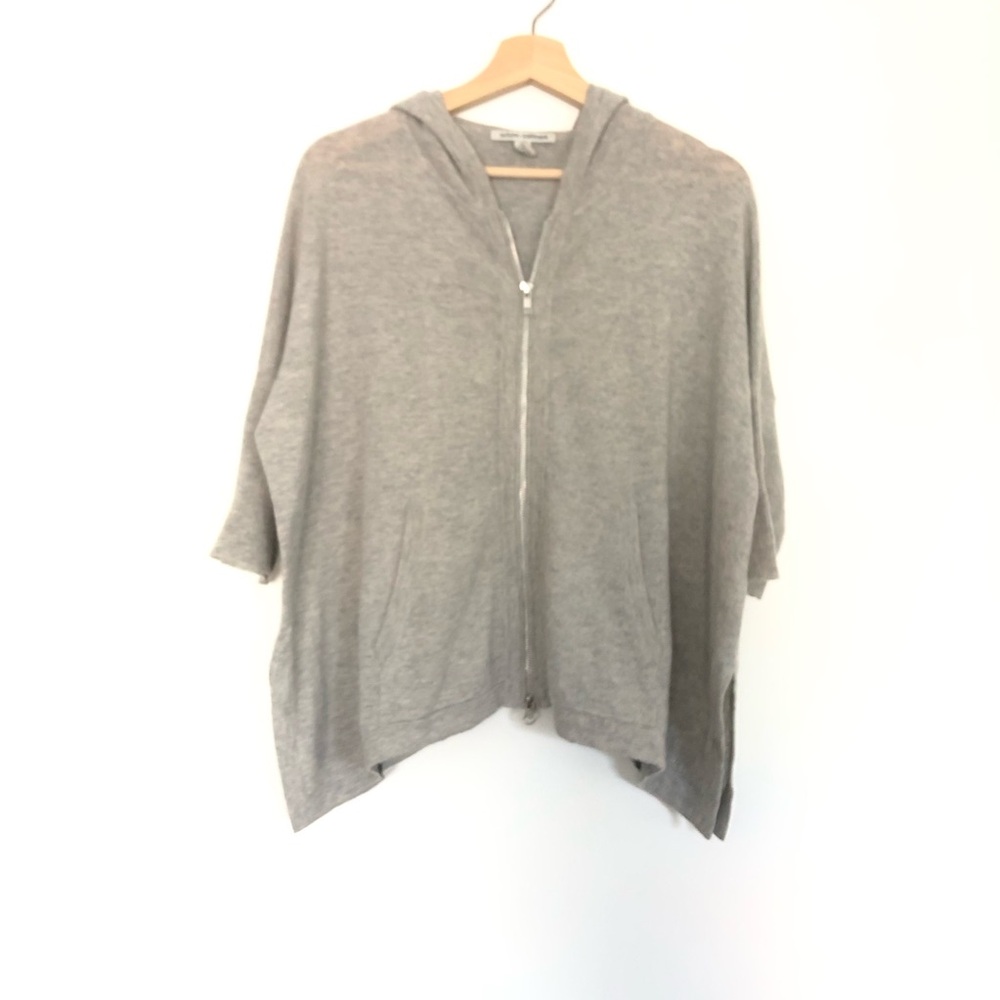 Cashmere Gray Hoodie Zip-Front Sweater